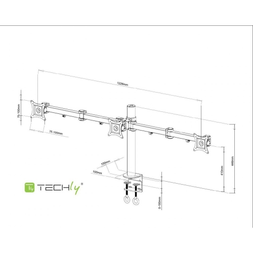 Potrójny Uchwyt Biurkowy Led/lcd 13-24 Cale Regulowany